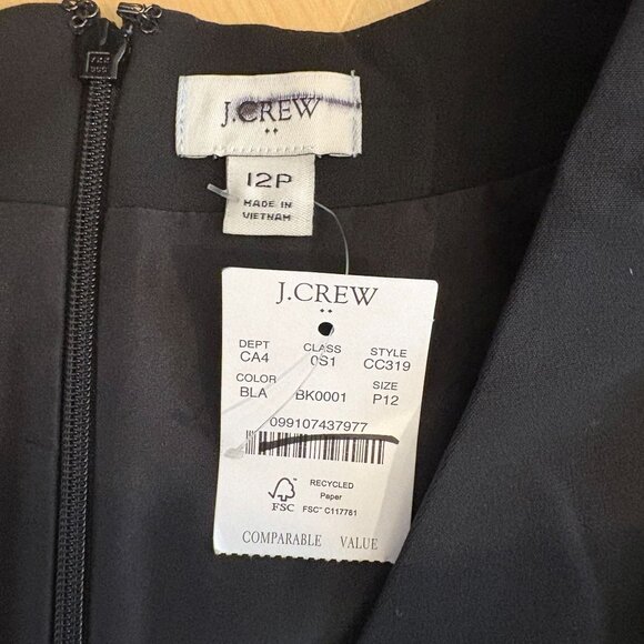 J. Crew Factory Petite Sleeveless V-neck Shift Dress Black Women's Size 12P NWT! - Picture 4 of 5